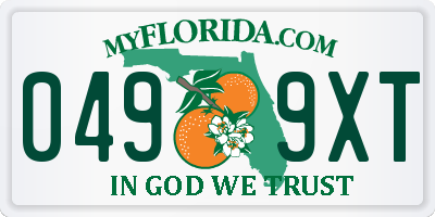 FL license plate 0499XT