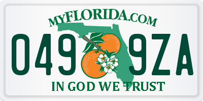 FL license plate 0499ZA