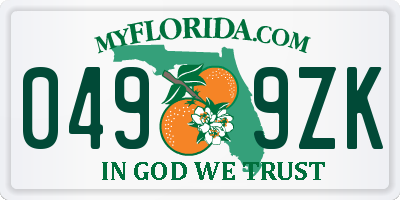FL license plate 0499ZK