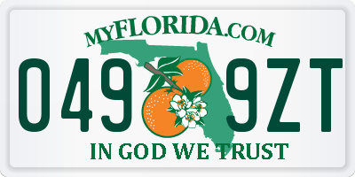 FL license plate 0499ZT