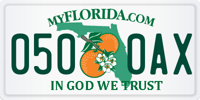 FL license plate 0500AX