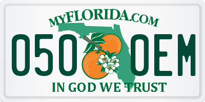 FL license plate 0500EM