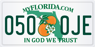 FL license plate 0500JE