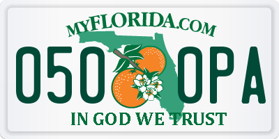 FL license plate 0500PA