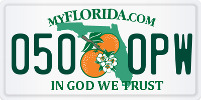 FL license plate 0500PW
