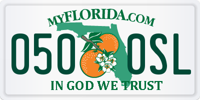 FL license plate 0500SL