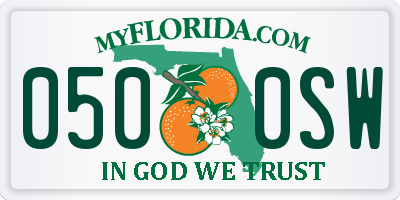 FL license plate 0500SW