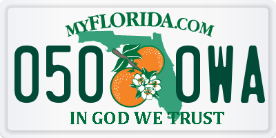 FL license plate 0500WA