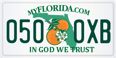 FL license plate 0500XB