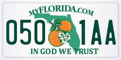 FL license plate 0501AA