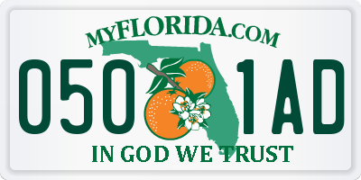 FL license plate 0501AD
