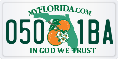 FL license plate 0501BA
