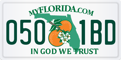 FL license plate 0501BD