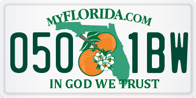 FL license plate 0501BW