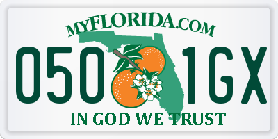 FL license plate 0501GX