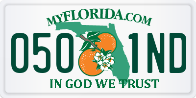 FL license plate 0501ND