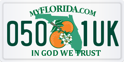 FL license plate 0501UK