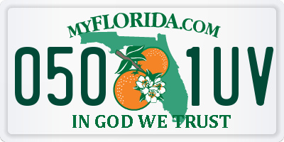 FL license plate 0501UV