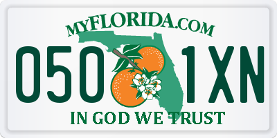 FL license plate 0501XN