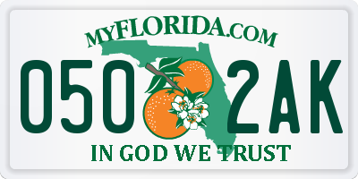 FL license plate 0502AK