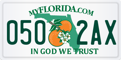 FL license plate 0502AX