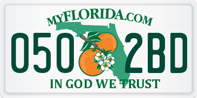 FL license plate 0502BD