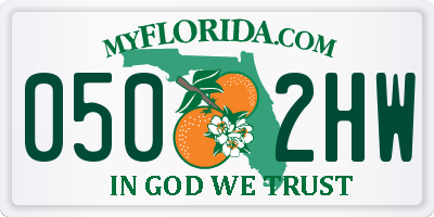 FL license plate 0502HW