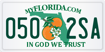 FL license plate 0502SA