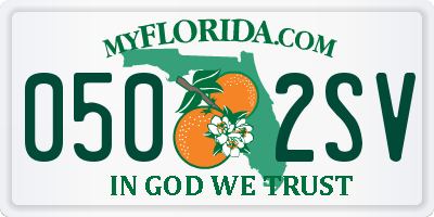 FL license plate 0502SV