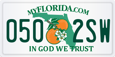 FL license plate 0502SW