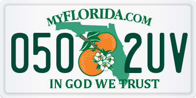 FL license plate 0502UV