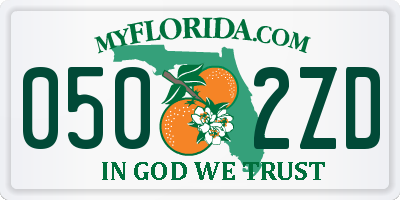 FL license plate 0502ZD