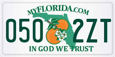 FL license plate 0502ZT
