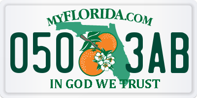 FL license plate 0503AB