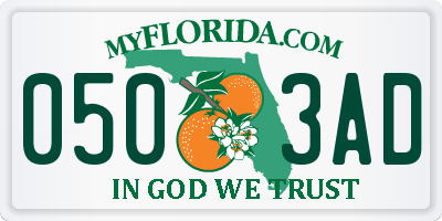 FL license plate 0503AD