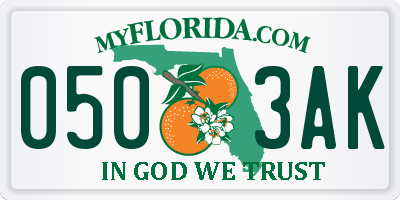 FL license plate 0503AK