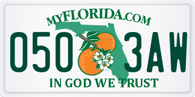 FL license plate 0503AW