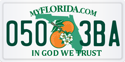 FL license plate 0503BA