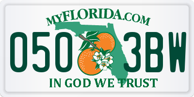 FL license plate 0503BW