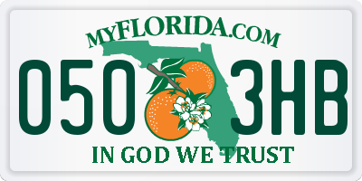FL license plate 0503HB