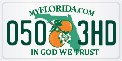 FL license plate 0503HD