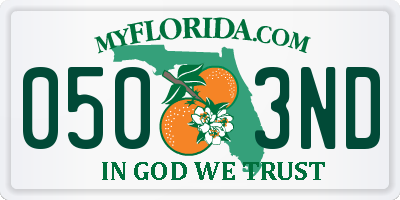 FL license plate 0503ND