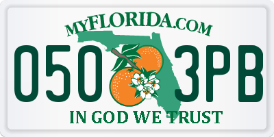 FL license plate 0503PB