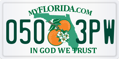 FL license plate 0503PW