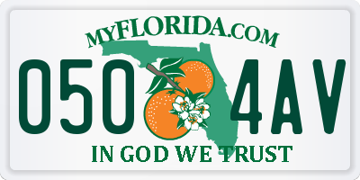 FL license plate 0504AV