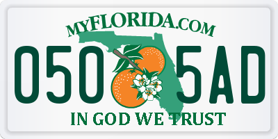 FL license plate 0505AD
