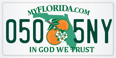 FL license plate 0505NY