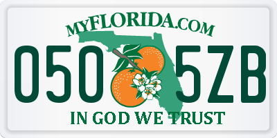 FL license plate 0505ZB