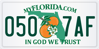 FL license plate 0507AF