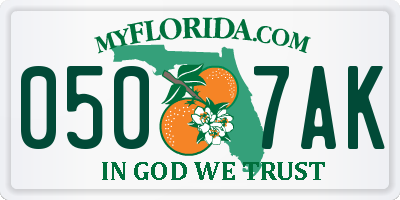 FL license plate 0507AK